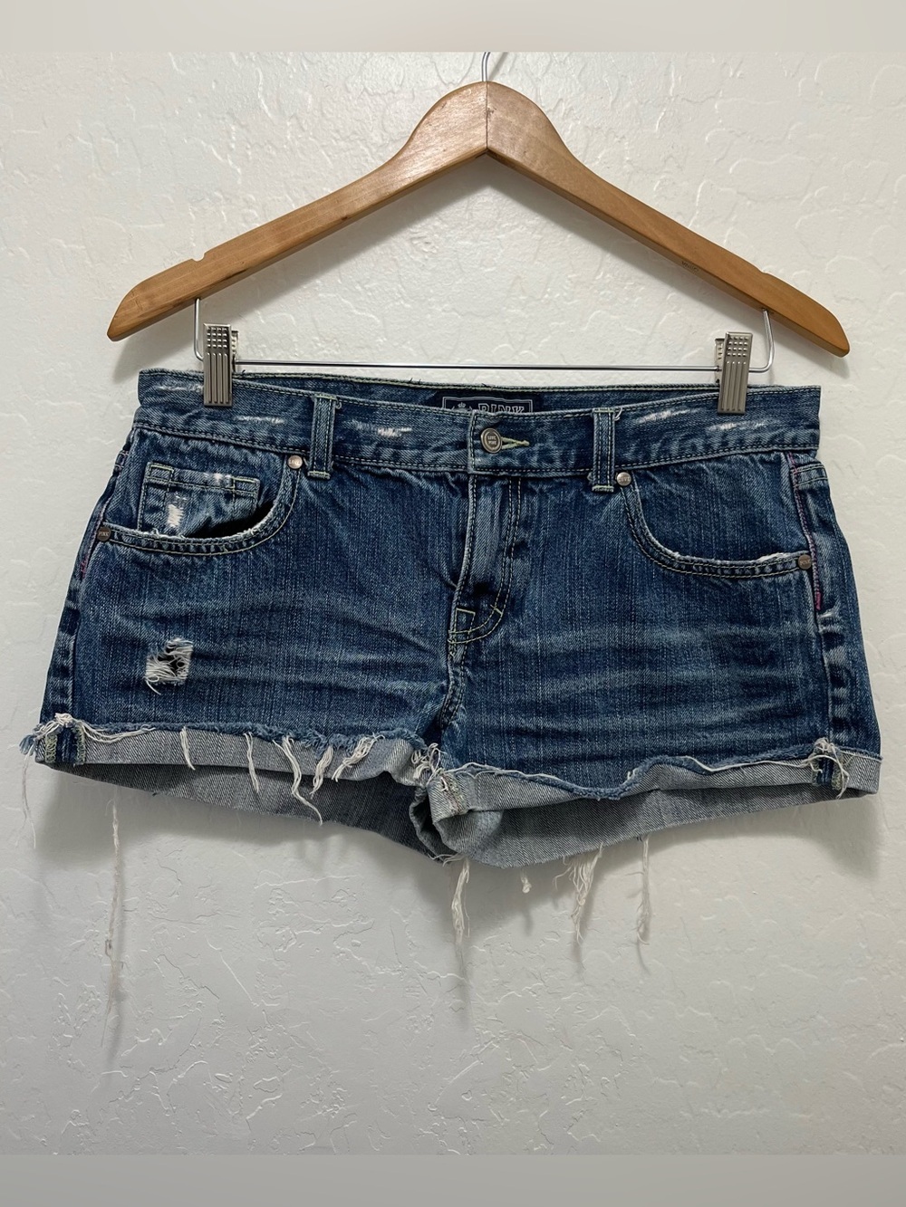 PINK Victoria's Secret Distressed Denim Cut Off Shorts Micro Booty Size 10 Y2K